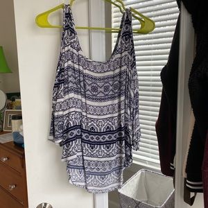 Women’s Navy and White Cold Shoulder Top